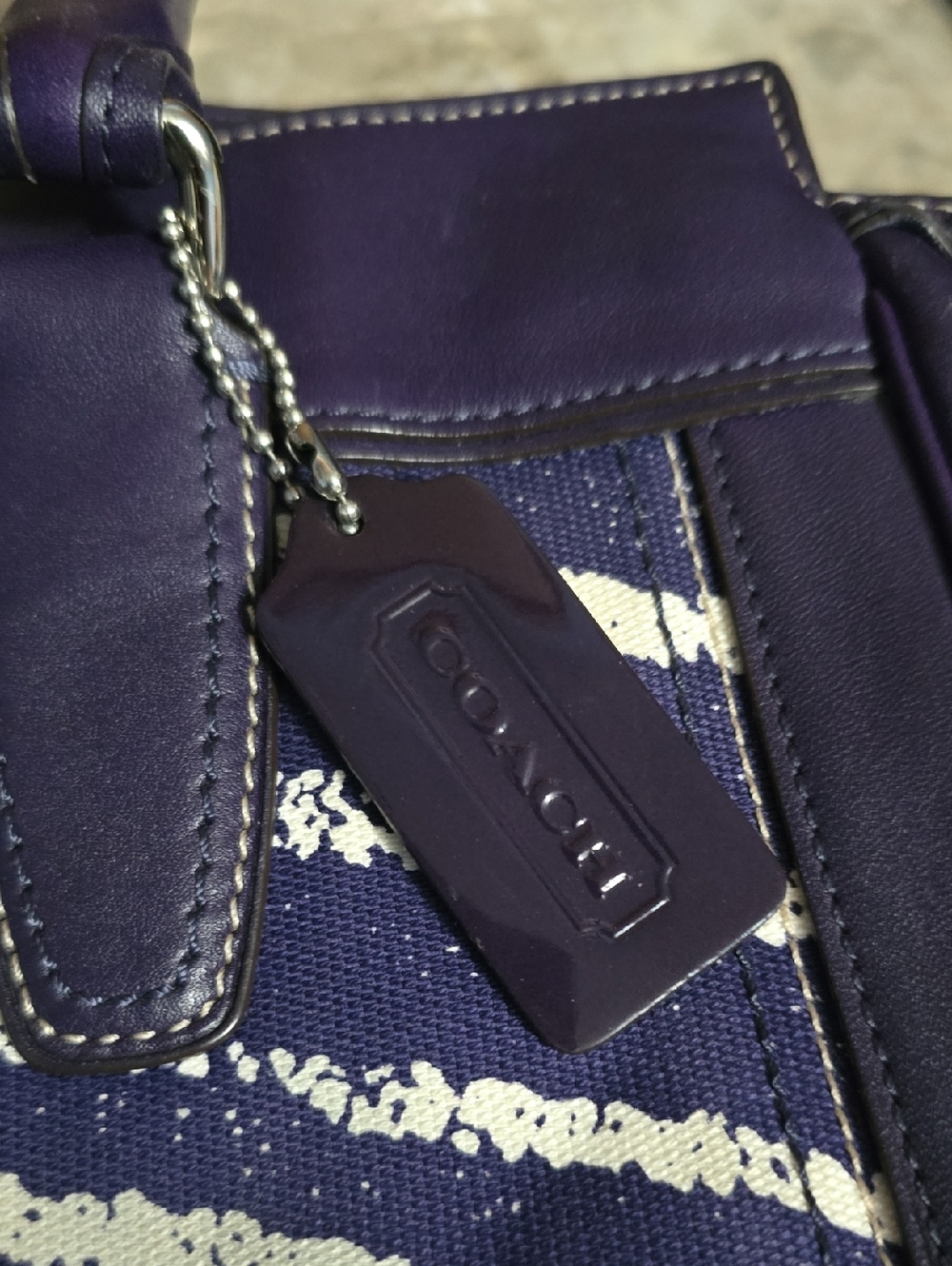 Coach Legacy Candace Purple Zebra Print Leather Satchel Purse - Picture 3 of 14